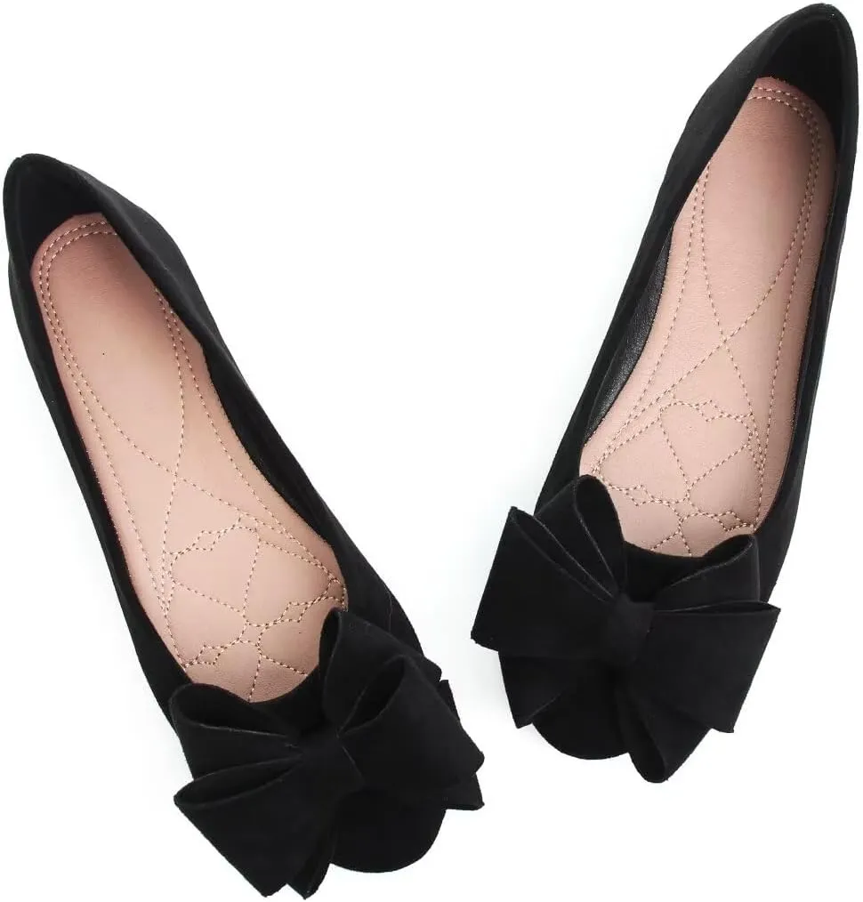 TN TANGNEST Women Fashion Bowknot Flats Comfort Pointed Toe Dress Shoes