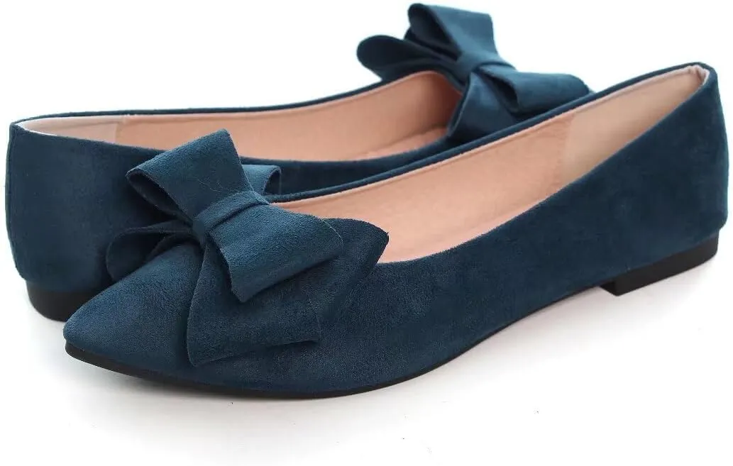 TN TANGNEST Women Fashion Bowknot Flats Comfort Pointed Toe Dress Shoes