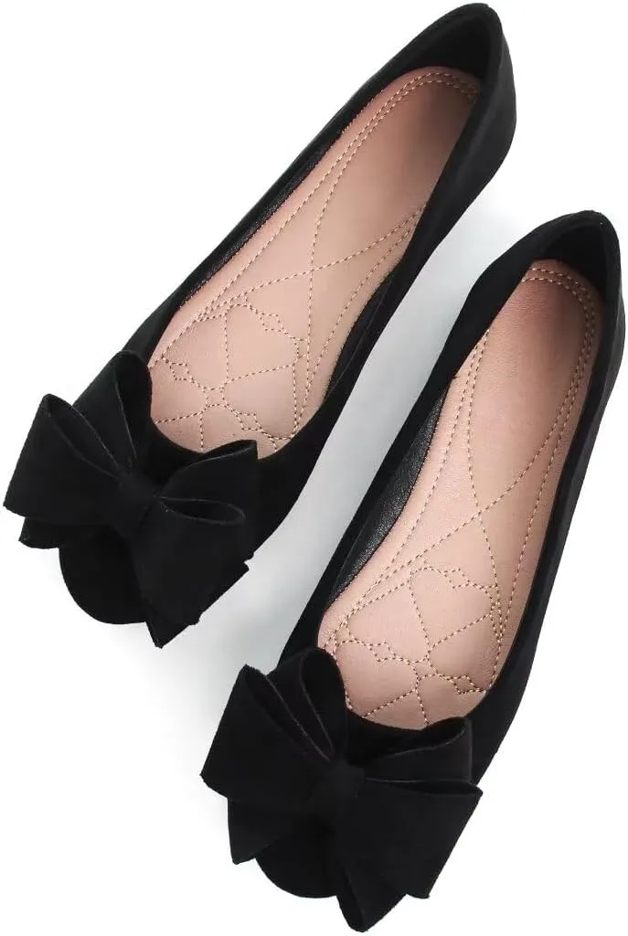 TN TANGNEST Women Fashion Bowknot Flats Comfort Pointed Toe Dress Shoes