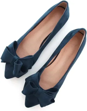 TN TANGNEST Women Fashion Bowknot Flats Comfort Pointed Toe Dress Shoes