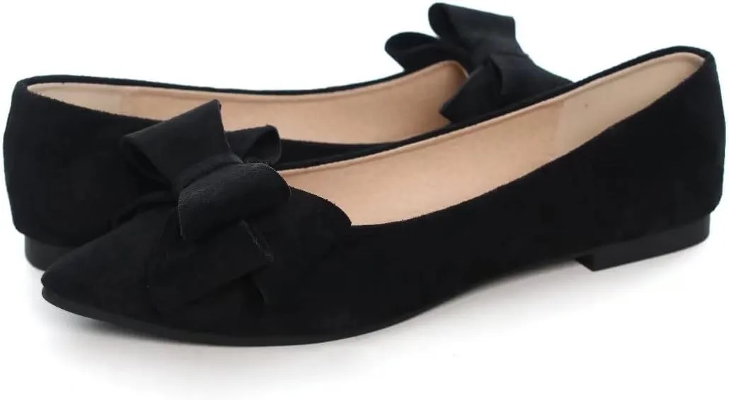 TN TANGNEST Women Fashion Bowknot Flats Comfort Pointed Toe Dress Shoes