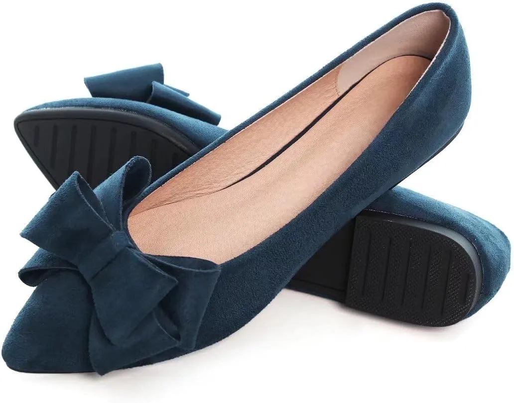 TN TANGNEST Women Fashion Bowknot Flats Comfort Pointed Toe Dress Shoes