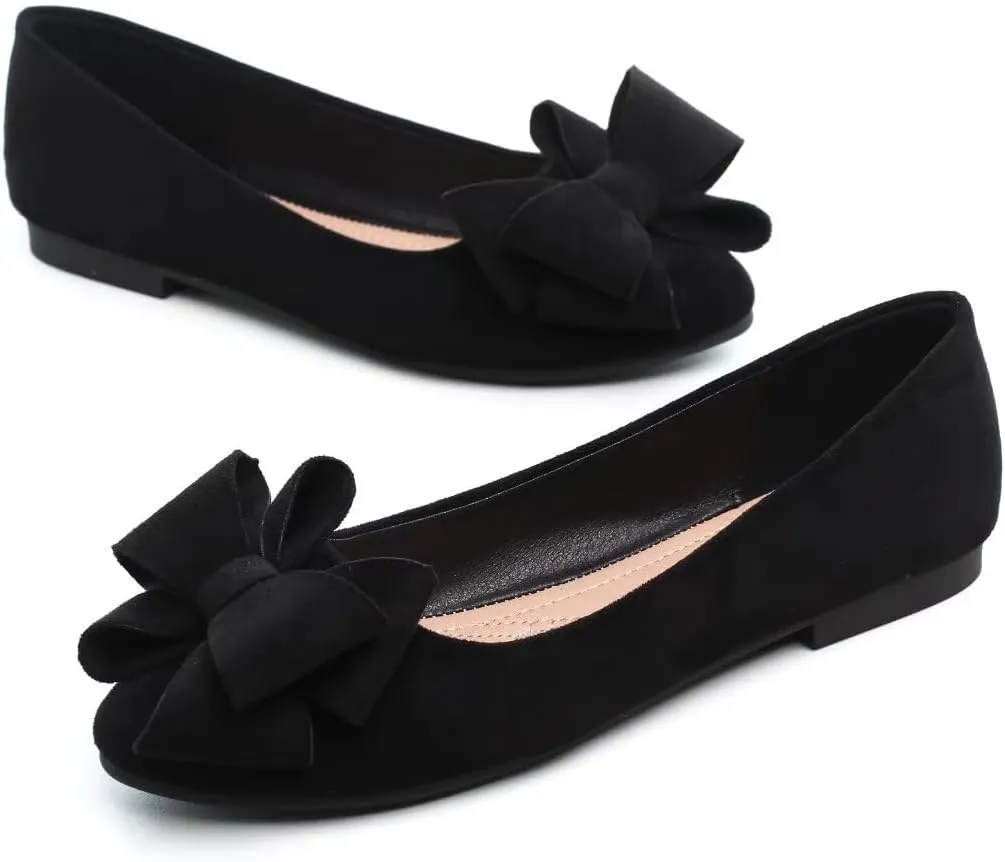 TN TANGNEST Women Fashion Bowknot Flats Comfort Pointed Toe Dress Shoes