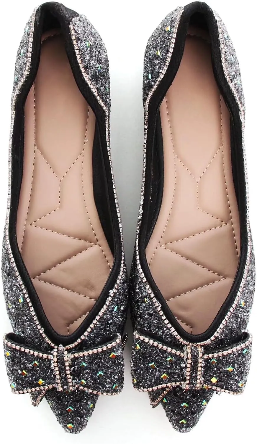 TN TANGNEST Womens Christmas Flat Shoes Snowflake Bell Bowknot Flats Fashion Pointed Toe Comfortable Slip On Flats
