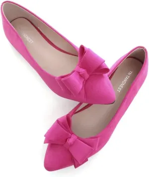 TN TANGNEST Women's Summer Dress Flats - Comfortable Pointed Toe Bowknot Ballet Shoes for Woman - Soft Suede Driving Flats