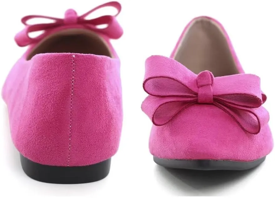 TN TANGNEST Women's Summer Dress Flats - Comfortable Pointed Toe Bowknot Ballet Shoes for Woman - Soft Suede Driving Flats
