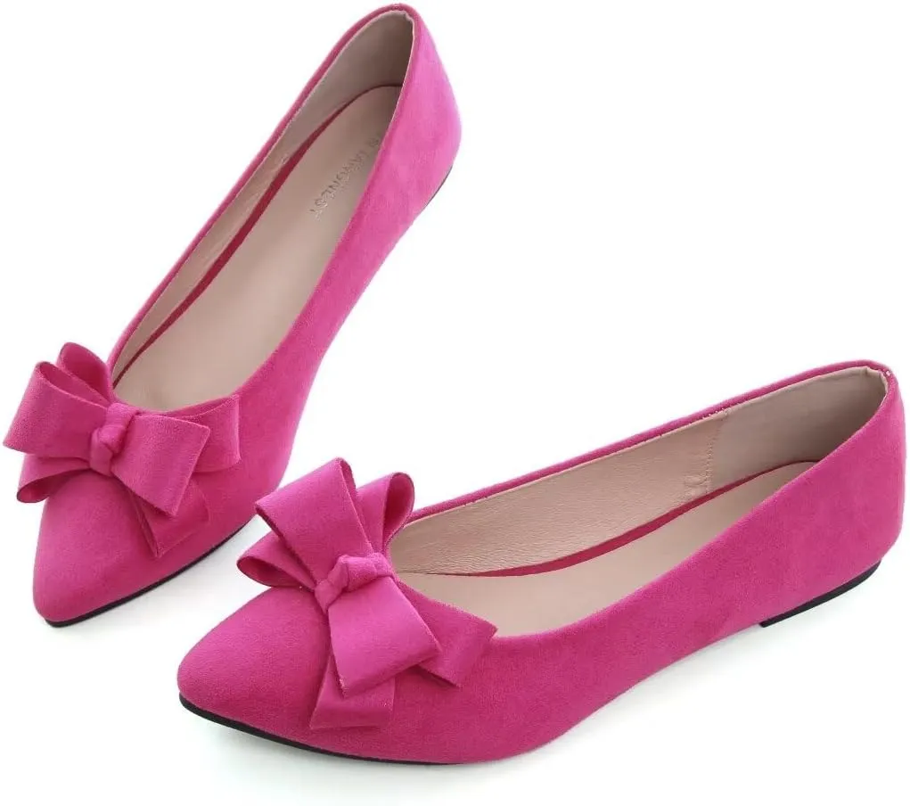 TN TANGNEST Women's Summer Dress Flats - Comfortable Pointed Toe Bowknot Ballet Shoes for Woman - Soft Suede Driving Flats