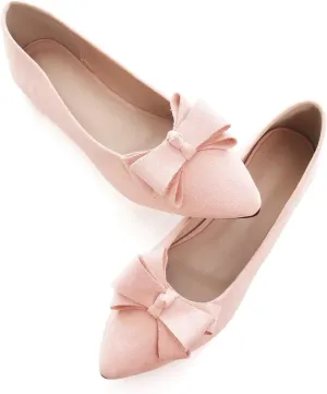 TN TANGNEST Women's Summer Dress Flats - Comfortable Pointed Toe Bowknot Ballet Shoes for Woman - Soft Suede Driving Flats