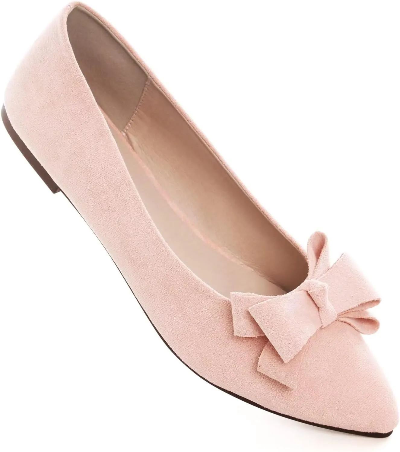 TN TANGNEST Women's Summer Dress Flats - Comfortable Pointed Toe Bowknot Ballet Shoes for Woman - Soft Suede Driving Flats