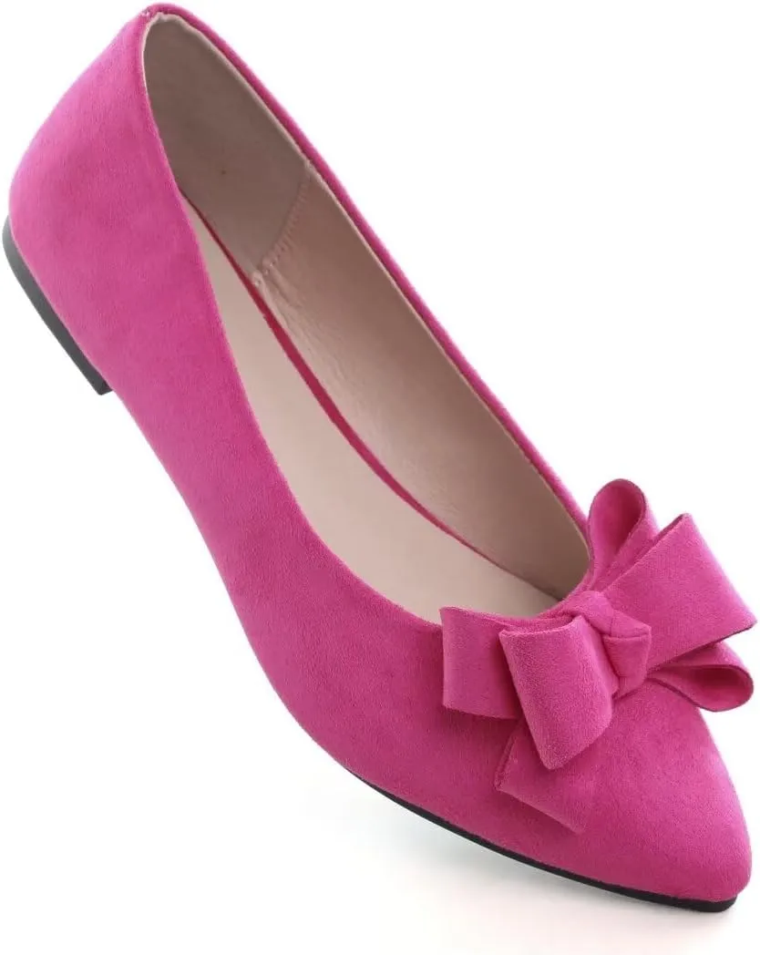 TN TANGNEST Women's Summer Dress Flats - Comfortable Pointed Toe Bowknot Ballet Shoes for Woman - Soft Suede Driving Flats