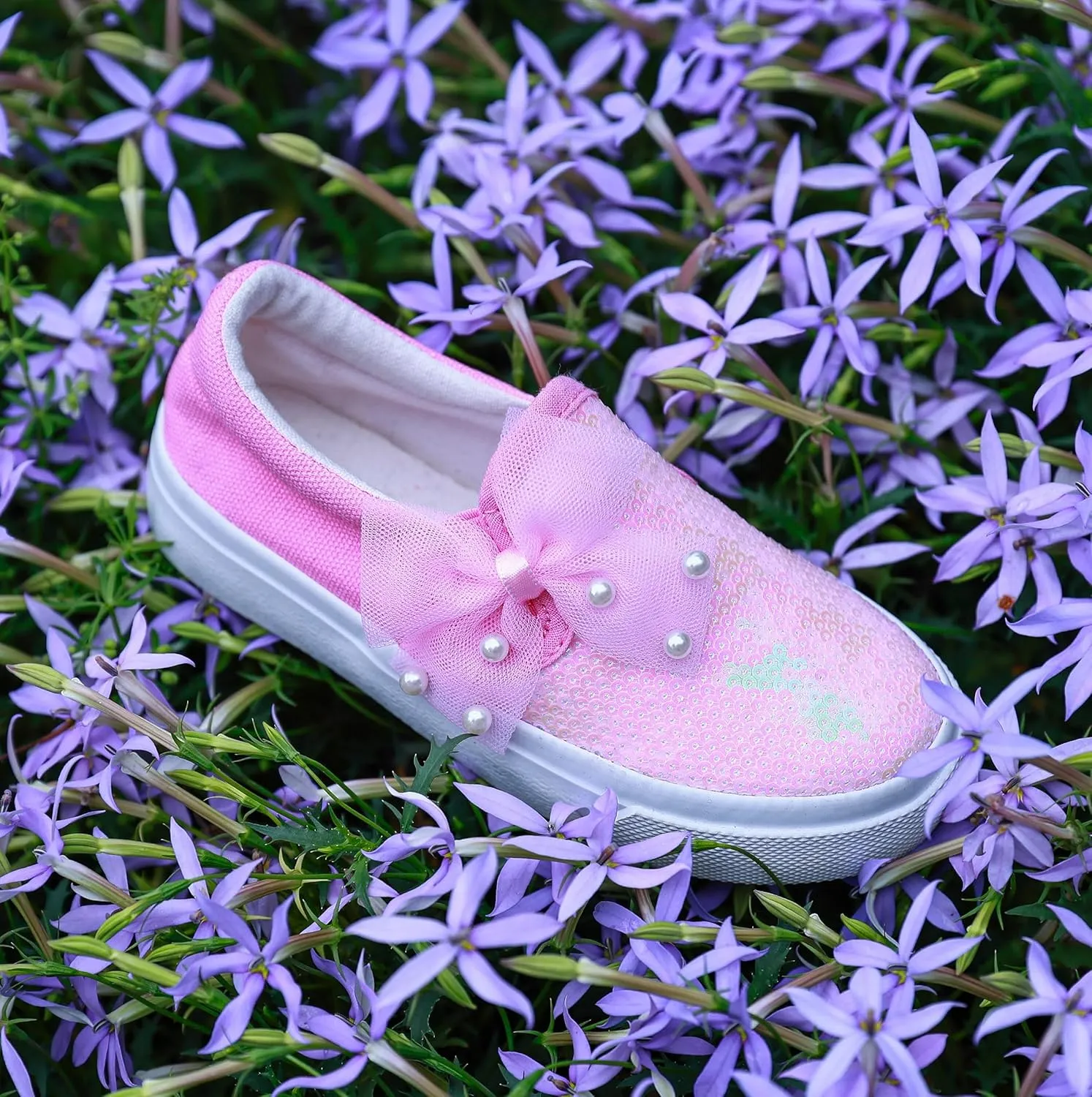 Toandon Toddler Kids Girls Sparkle Slip On Walking Shoes Age 2-10