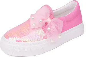 Toandon Toddler Kids Girls Sparkle Slip On Walking Shoes Age 2-10