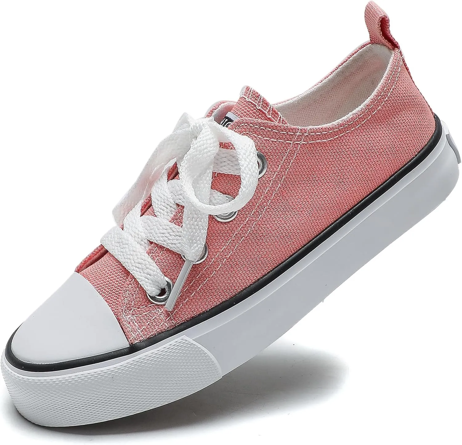 Toddler Canvas Sneakers for Boys & Girls - Breathable, Lightweight & Durable Lace-Up Shoes Non-Slip Rubber Sole, Classic School Style for Play & Casual Wear,Ages 2 