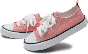 Toddler Canvas Sneakers for Boys & Girls - Breathable, Lightweight & Durable Lace-Up Shoes Non-Slip Rubber Sole, Classic School Style for Play & Casual Wear,Ages 2 