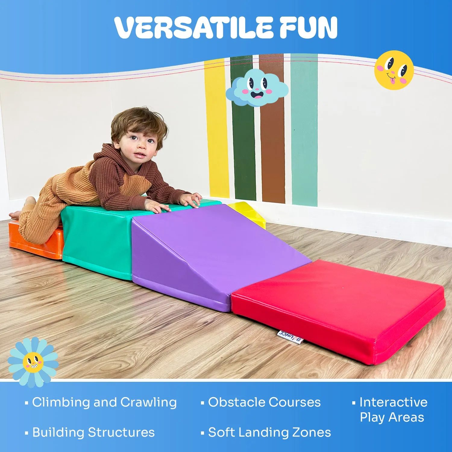 Toddler Climbing Toys - Soft Play Set for Kids (5 Pc Set)