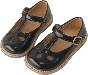 Toddler Girl Mary Jane Dress Shoes, Little Ballet Flats for 2 to 12 Girls Party School Flat Bottom Kids Slides