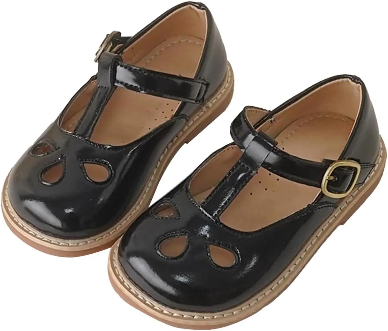 Toddler Girl Mary Jane Dress Shoes, Little Ballet Flats for 2 to 12 Girls Party School Flat Bottom Kids Slides
