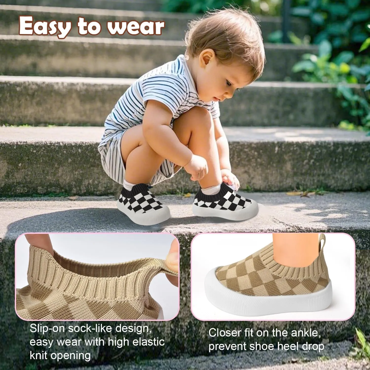 Toddler Shoes Baby Girl Boy Soft Breathable Mesh Wide Toe Box Lightweight Non-Slip Slip On First Walking Shoes