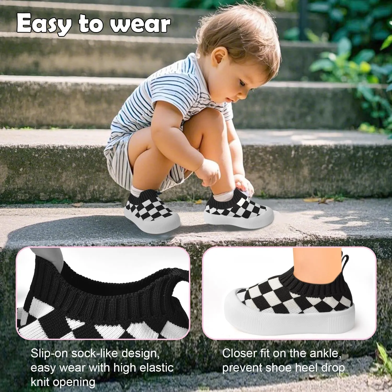 Toddler Shoes Baby Girl Boy Soft Breathable Mesh Wide Toe Box Lightweight Non-Slip Slip On First Walking Shoes