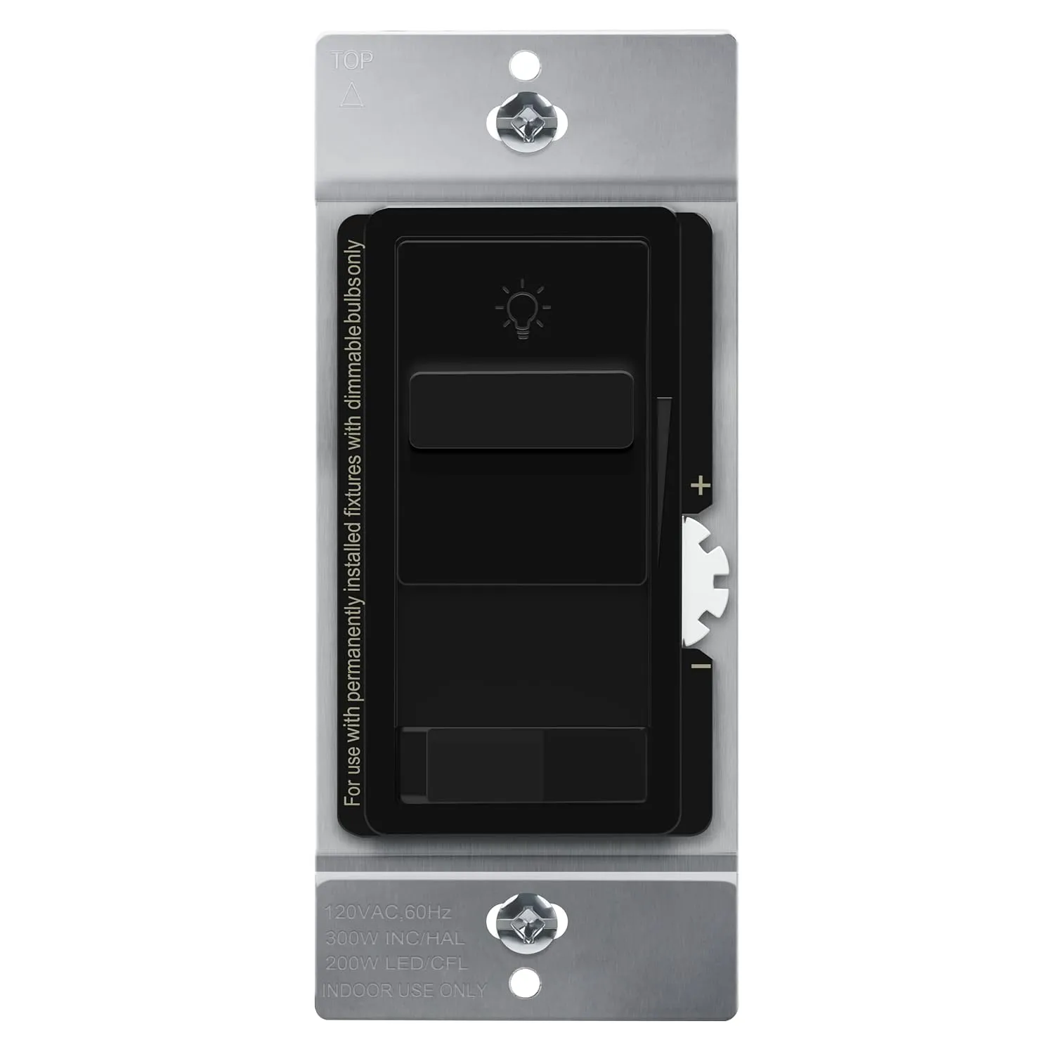 TOPGREENER Digital Dimmer Light Switch for 200W Dimmable LED/CFL Lights, Single Pole/3-Way LED Slide Dimmer Light Switch, Neutral Wire Not Required, UL Listed, TGSDS3-BK, Black, 1 Pack