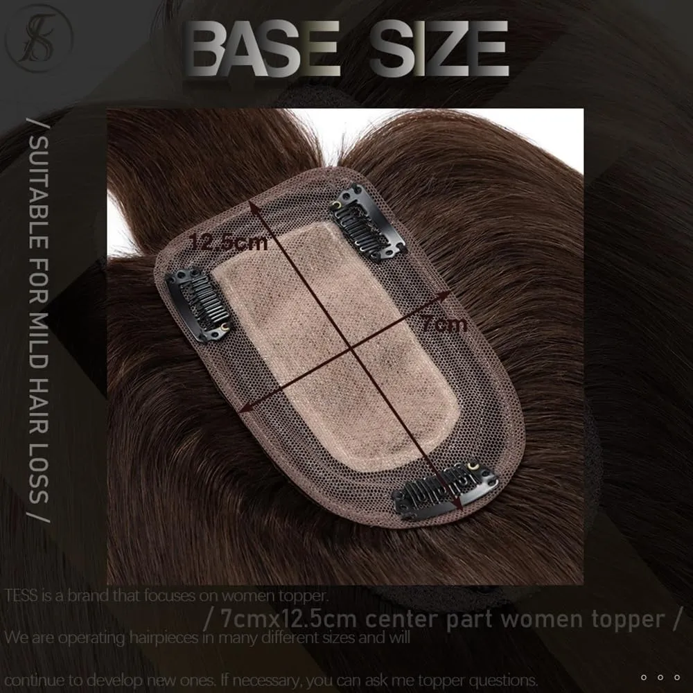 Toppers for Women Hair Toppers for Women 6"-18" Real Human Hair with Bangs, 7x12.5cm Silk Base Clip In Hair Extension 150% Densiny Indian Hair Straight Hair Pieces Hair Toppers(Dark Blonde,14inches)