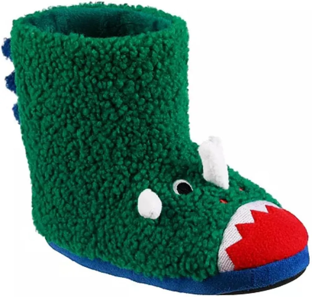 Totes Toasties Girls Boys Kids Warm Soft Lightweight Washable slip on Toddler Child Boot Slipper with Cute Animal design size Small 11-12