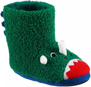 Totes Toasties Girls Boys Kids Warm Soft Lightweight Washable slip on Toddler Child Boot Slipper with Cute Animal design size Small 11-12