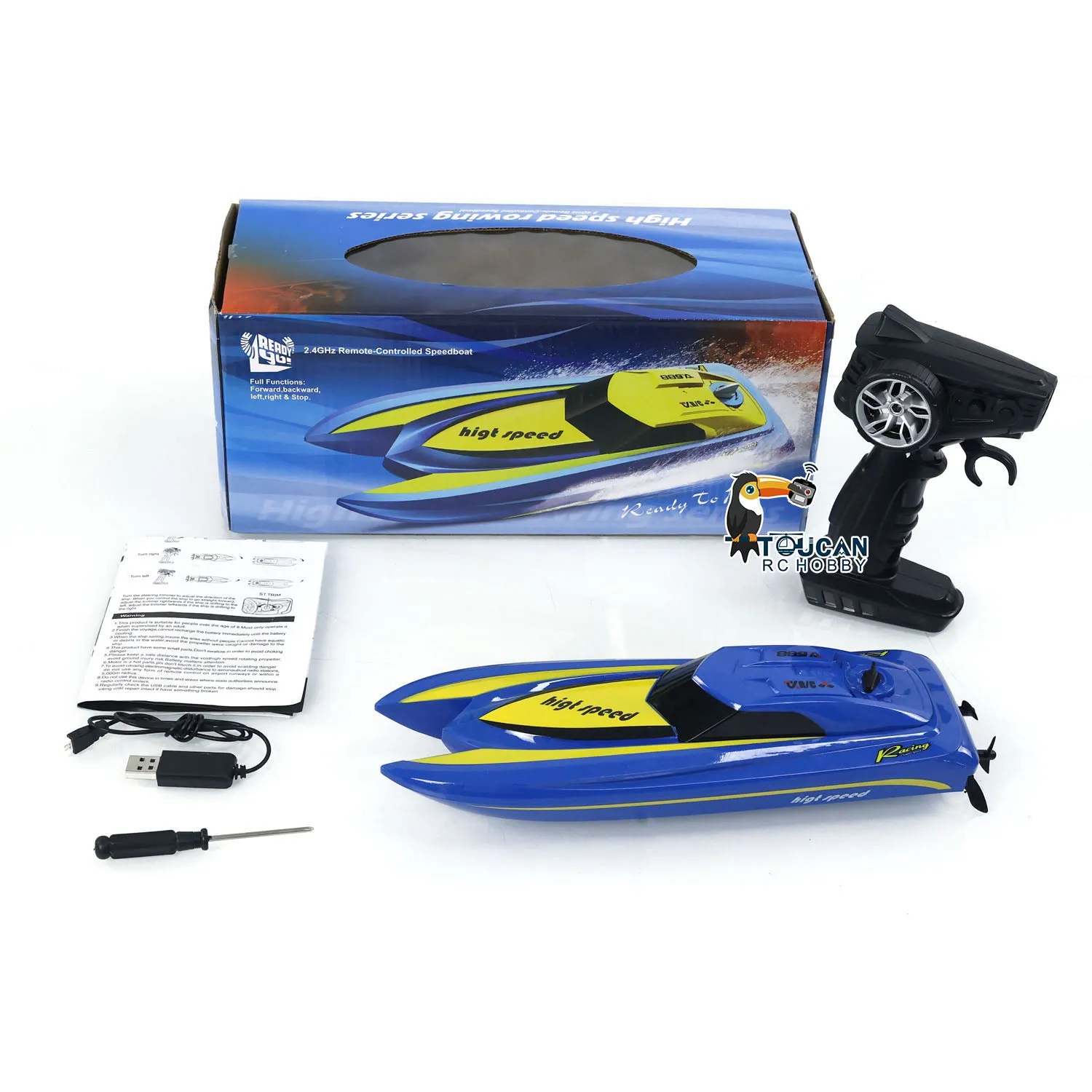 TOUCAN Plastic RC Boat Electric RTR Radio Controlled Racing Ship High Speed Boat Pool Lake Toy for Kids Adults Painted Assembled