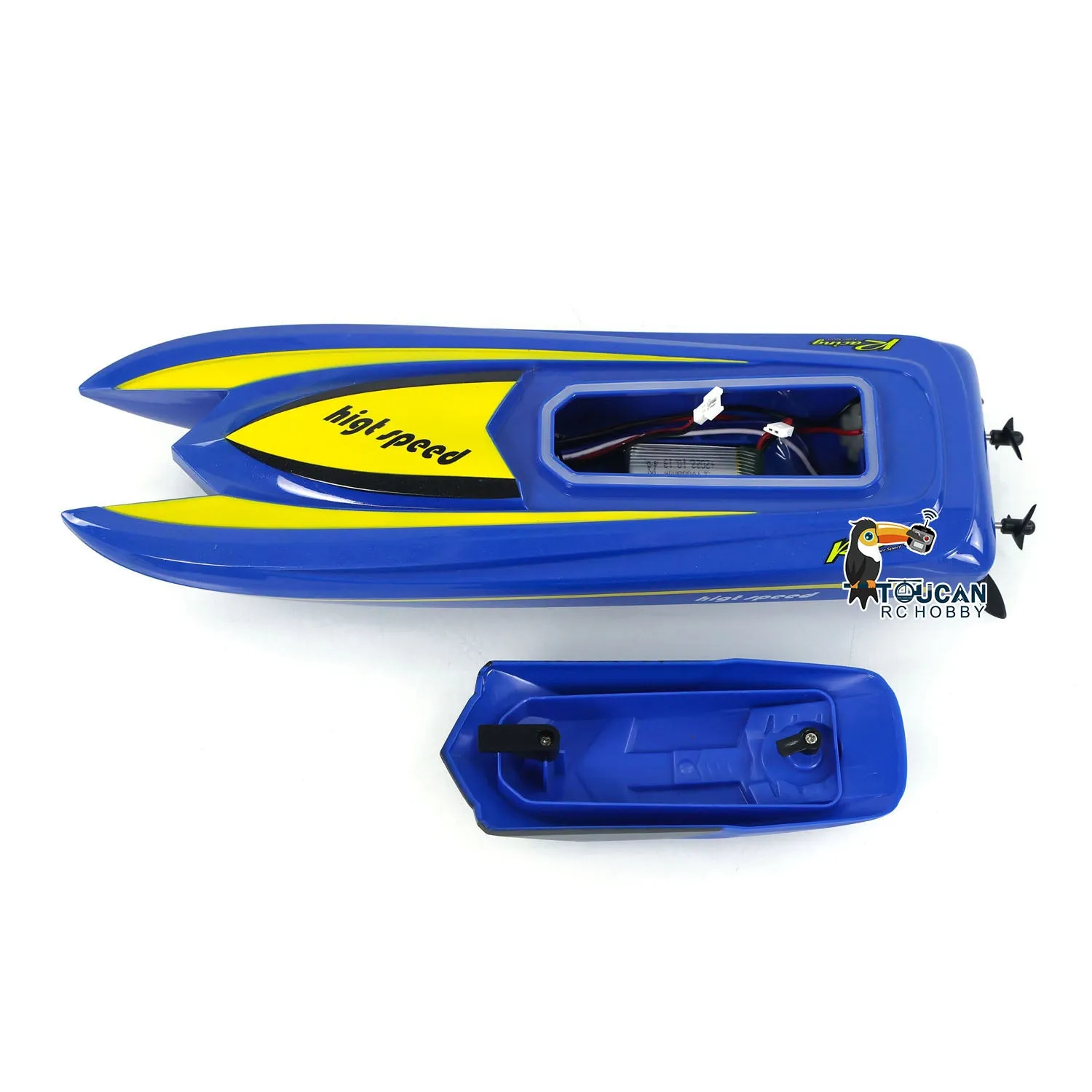 TOUCAN Plastic RC Boat Electric RTR Radio Controlled Racing Ship High Speed Boat Pool Lake Toy for Kids Adults Painted Assembled