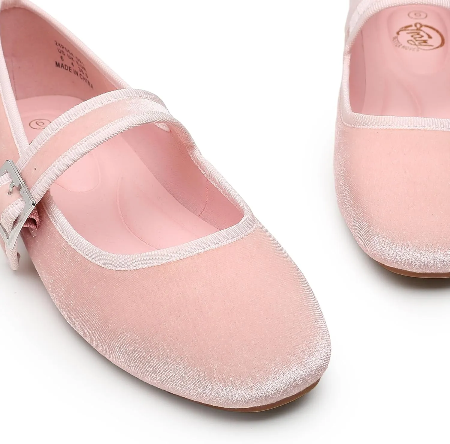 Trary Women's Ballet Flats,Square Toe Velvet Mary Jane Shoes Women,Comfortable Dress Shoes for Women Dressy