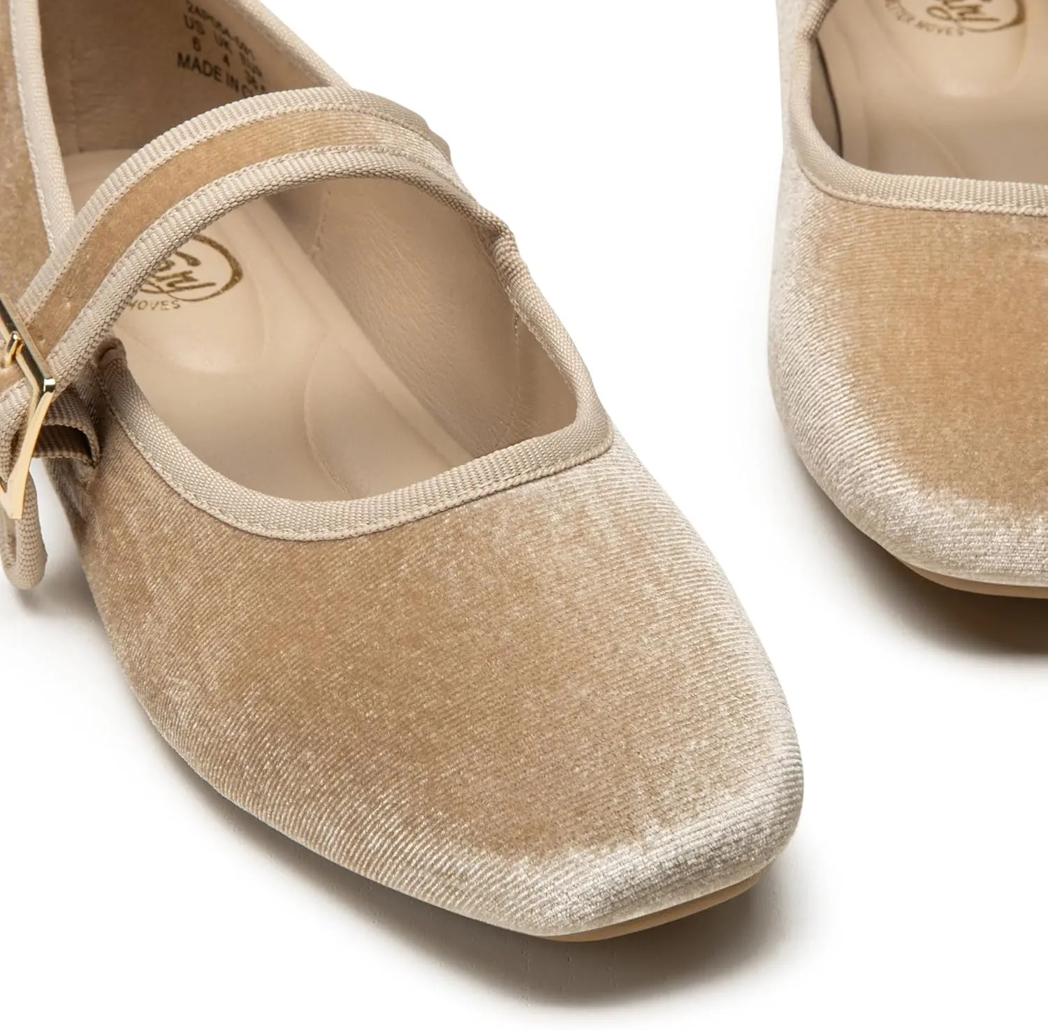Trary Women's Ballet Flats,Square Toe Velvet Mary Jane Shoes Women,Comfortable Dress Shoes for Women Dressy