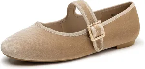 Trary Women's Ballet Flats,Square Toe Velvet Mary Jane Shoes Women,Comfortable Dress Shoes for Women Dressy