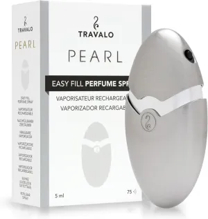 Travalo Perfume Pod Pearl Elegance - High Definition Mini Pump Spray - Portable Travel Perfume Atomizer - TSA Approved, Leaf-Proof, Airtight - Reusable and Easy Fill - Silver - 1.7oz