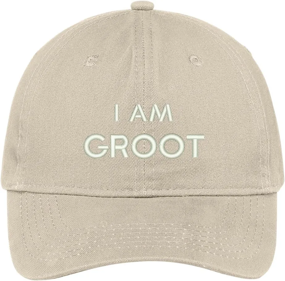 Trendy Apparel Shop I Am Groot Embroidered Soft Low Profile Adjustable Cotton Cap
