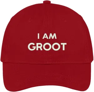 Trendy Apparel Shop I Am Groot Embroidered Soft Low Profile Adjustable Cotton Cap