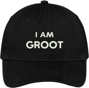 Trendy Apparel Shop I Am Groot Embroidered Soft Low Profile Adjustable Cotton Cap