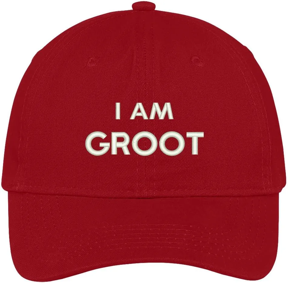 Trendy Apparel Shop I Am Groot Embroidered Soft Low Profile Adjustable Cotton Cap