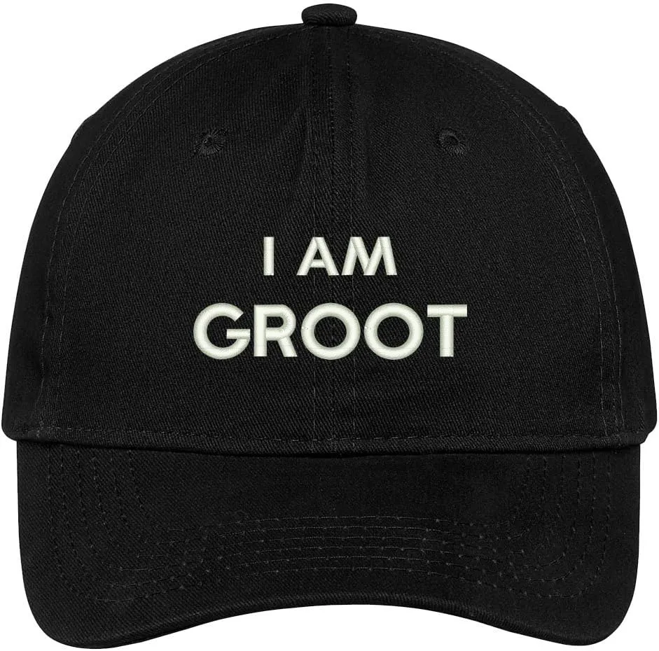 Trendy Apparel Shop I Am Groot Embroidered Soft Low Profile Adjustable Cotton Cap