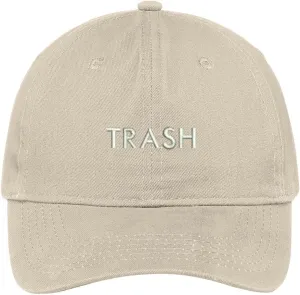 Trendy Apparel Shop Trash Embroidered Soft Crown 100% Brushed Cotton Cap