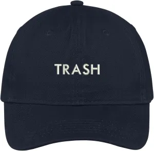 Trendy Apparel Shop Trash Embroidered Soft Crown 100% Brushed Cotton Cap