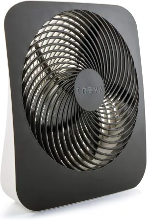 Treva 10-Inch Portable Fan, Powered by Battery and/or AC Adapter - Desk Fan Air Circulating with 2 Cooling Speeds for Personal and Travel Use (Black)