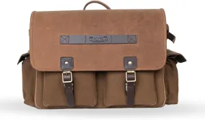 Trip Machine Company Expedition Saddlebags for Royal Enfield Super Meteor 650 & Shotgun 650, 16 oz Heavy-Duty Canvas, Leather (Pair, Brown)