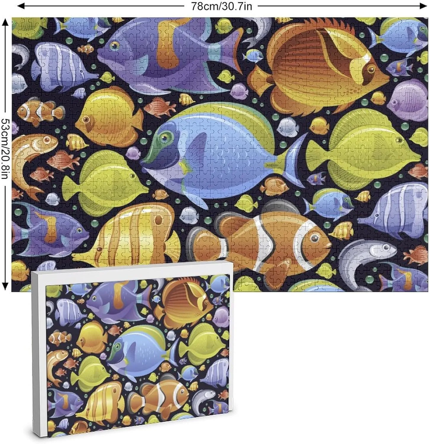 Tropical Marine Fish Jigsaw Puzzles Flat Box Wooden Intellectual Puzzles Game for Idea Gift 1000 PCS