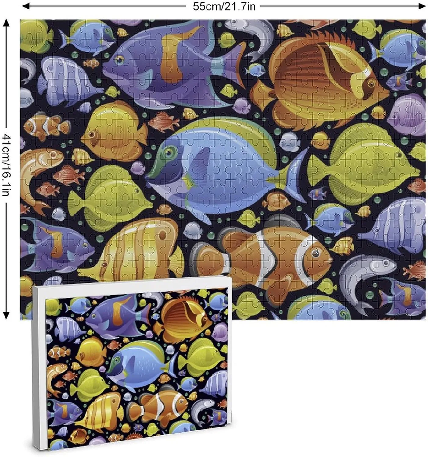 Tropical Marine Fish Jigsaw Puzzles Flat Box Wooden Intellectual Puzzles Game for Idea Gift 500 PCS