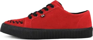 T.U.K. Suede Creeper Sneaker for Women and Men | Lace Up Shoes, Black Interlace, and Eyelets | Classic Ridged Sole and Mesh Lining | Memory Foam Comfort for Everyday Wear | Red, US Women 14 / Men 12