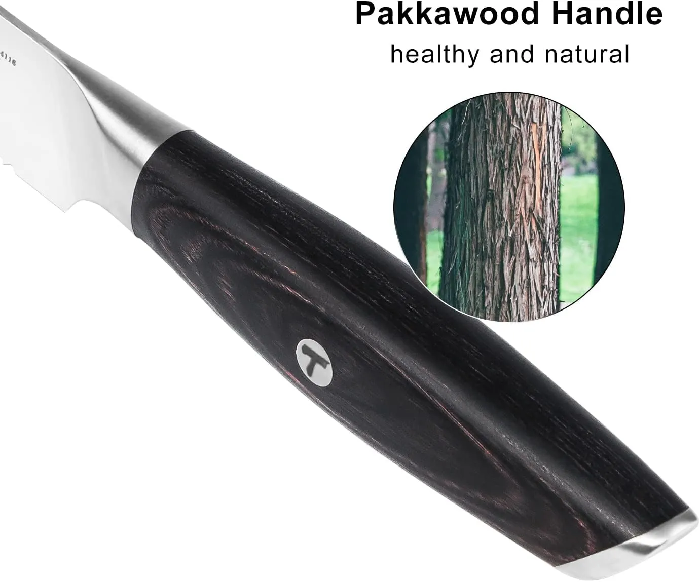 TUO Steak Knives - 4 Piece Steak Knife Set, Serrated Edge Steak Knives 5 inch Kitchen Knife - German High Carbon Stainless - Full Tang Pakkawood Handle - Falcon Series with Gift Box