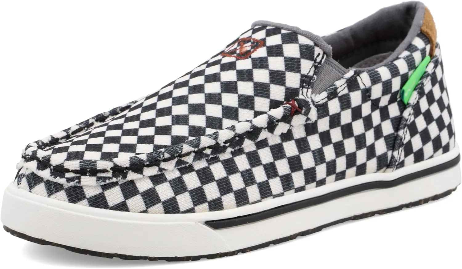 Twisted X Kid's Slip-On Kicks, Moc Toe, Black & White, 4.5 M