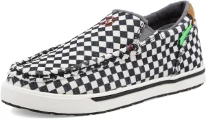 Twisted X Kid's Slip-On Kicks, Moc Toe, Black & White, 4.5 M