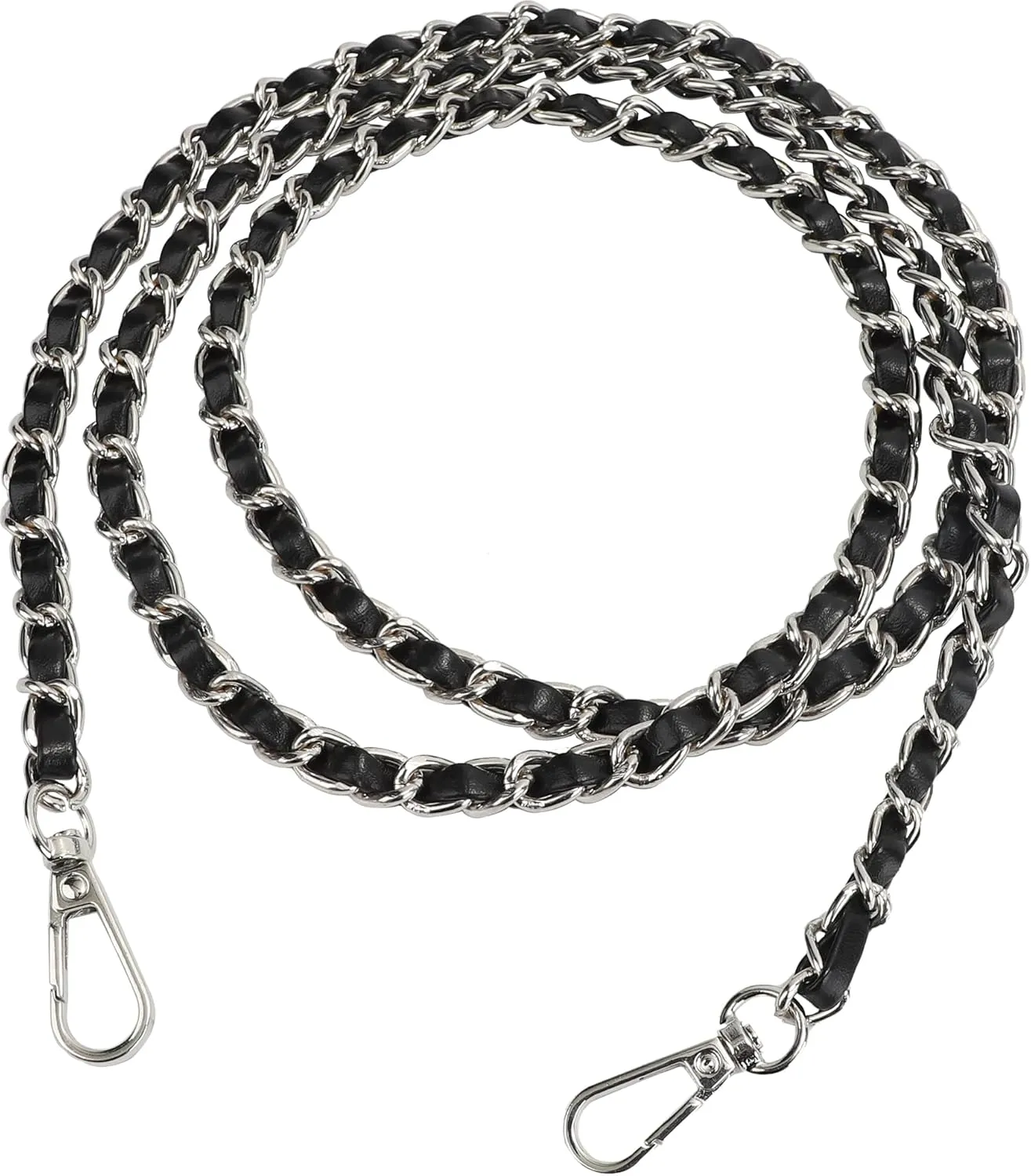 U U Metal Chain Purse Straps Replacement Crossbody, 47" DIY Purse Chain Accessories, Crossbody Bag and Handbag Strap with Metal Buckles (Black & Silver)