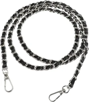 U U Metal Chain Purse Straps Replacement Crossbody, 47" DIY Purse Chain Accessories, Crossbody Bag and Handbag Strap with Metal Buckles (Black & Silver)